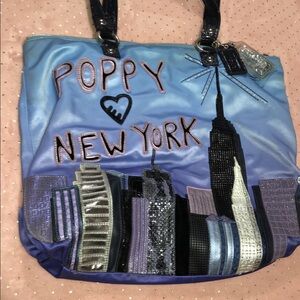 Coach Poppy New York Tote Bag Purse with Blue Ombré & City Skyline Design